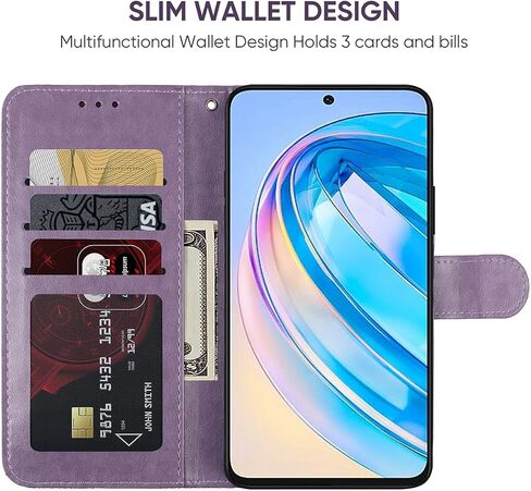 Case for Honor X8A Case, Honor X8 A Wallet Case with Tempered Glass Screen Protector, Lace Flower PU Leather Flip Credit Card Holder Phone Cover for Honor X8A 4G Rose Gold in Saudi Arabia