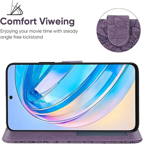 Case for Honor X8A Case, Honor X8 A Wallet Case with Tempered Glass Screen Protector, Lace Flower PU Leather Flip Credit Card Holder Phone Cover for Honor X8A 4G Rose Gold in Saudi Arabia
