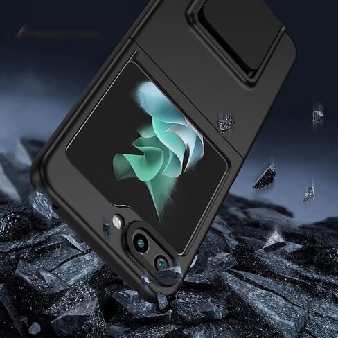 LUVI Compatible with Galaxy Z Flip 6 Case with Stand Adjustable Folding Invisible Kickstand Holder Shockproof Heavy Duty Slim Hard Protective for Women Man Black in Saudi Arabia
