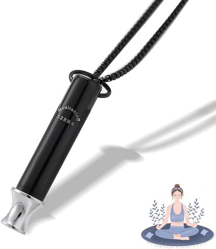 528 hz Breathing Necklace, Round Tube Anxiety Necklace for Women Men, Mindful Breathing Necklace, Calming Necklace, 528 hz Whistle for Anxiety - Black in Saudi Arabia