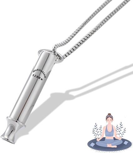 528 hz Breathing Necklace, Round Tube Anxiety Necklace for Women Men, Mindful Breathing Necklace, Calming Necklace, 528 hz Whistle for Anxiety - Black in Saudi Arabia