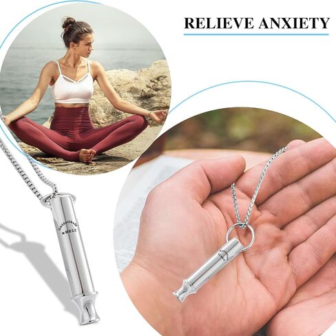 528 hz Breathing Necklace, Round Tube Anxiety Necklace for Women Men, Mindful Breathing Necklace, Calming Necklace, 528 hz Whistle for Anxiety - Black in Saudi Arabia