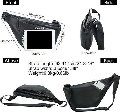 Men's Vintage Leather Messenger Satchel Pack Dling Casual Outdoor School Travel Case Multi-purpose USB Charging Port Shoulder Crossbody Bag - - 8.3(L) x 3.9(W) x 12.2(H) in Kuwait