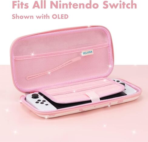 حزمة BelugaDesign Corgi Boba OLED | حقيبة حمل غطاء ناعم طقم مقابض الإبهام | لطيف أنيمي فقاعة الشاي Kawaii الكلب الوردي الباستيل إكسسوارات السفر للفتيات النساء | متوافق مع نينتندو سويتش OLED in Kuwait