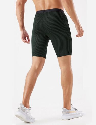 MIZOK Men's Stripe Performance Compression Workout Shorts Tight Gym Athletic Shorts with Pockets Grey XL in Saudi Arabia