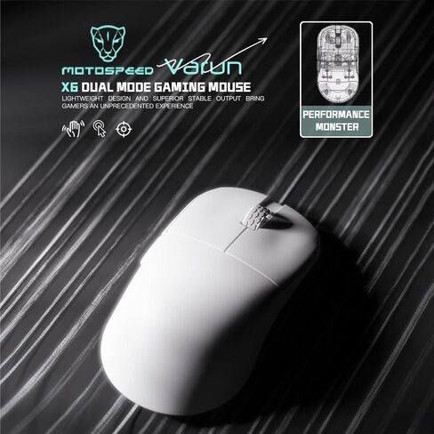 MOTOSPEED X6 Wireless Gaming Mouse,Two-Mode 8K/USB-C Mouse Up to 26000DPI,PAW3395 Optical Sensor Lightweight 46g,5 programmable Button,500MAh Battery Life,Computer Mouse for Laptop,PC,Mac(Black) in Saudi Arabia