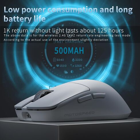 MOTOSPEED X6 Wireless Gaming Mouse,Two-Mode 8K/USB-C Mouse Up to 26000DPI,PAW3395 Optical Sensor Lightweight 46g,5 programmable Button,500MAh Battery Life,Computer Mouse for Laptop,PC,Mac(Black) in Saudi Arabia