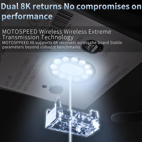 MOTOSPEED X6 Wireless Gaming Mouse,Two-Mode 8K/USB-C Mouse Up to 26000DPI,PAW3395 Optical Sensor Lightweight 46g,5 programmable Button,500MAh Battery Life,Computer Mouse for Laptop,PC,Mac(Black) in Saudi Arabia