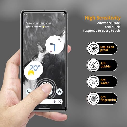 3 Pack for Google Pixel 7 Tempered Glass Screen Protector, Scratch-Proof, Bubble-Free,HD Transparent, 9H Hardness,Bubble Free, Black border, GVU6C GQML3 in Saudi Arabia