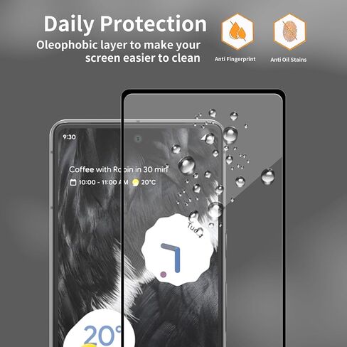 3 Pack for Google Pixel 7 Tempered Glass Screen Protector, Scratch-Proof, Bubble-Free,HD Transparent, 9H Hardness,Bubble Free, Black border, GVU6C GQML3 in Saudi Arabia