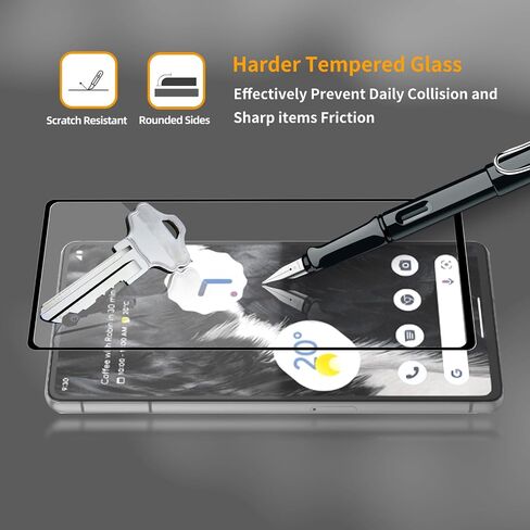 3 Pack for Google Pixel 7 Tempered Glass Screen Protector, Scratch-Proof, Bubble-Free,HD Transparent, 9H Hardness,Bubble Free, Black border, GVU6C GQML3 in Saudi Arabia
