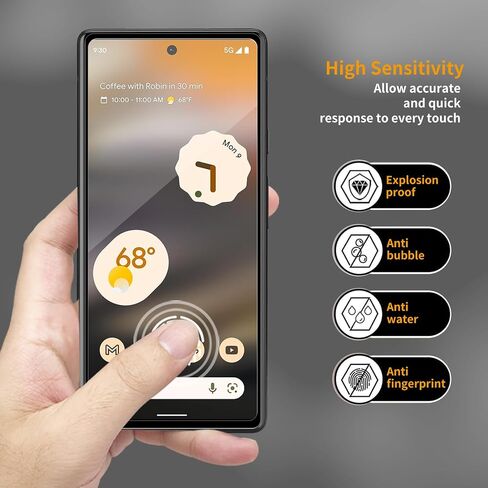 3 Pack for Google Pixel 7 Tempered Glass Screen Protector, Scratch-Proof, Bubble-Free,HD Transparent, 9H Hardness,Bubble Free, Black border, GVU6C GQML3 in Saudi Arabia