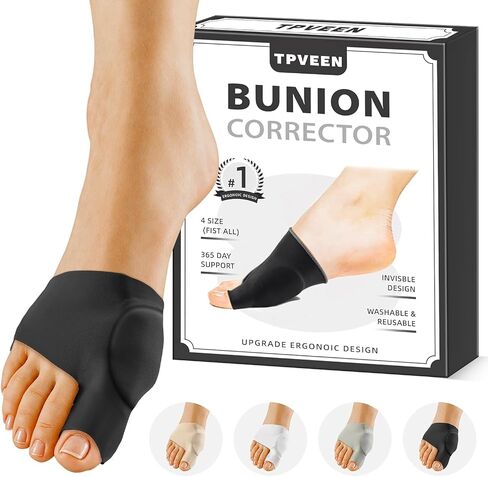 Bunion Corrector Relief Sleeve,Toe Socks for Hallux Valgus,Anti Slip Gel Cushion Pads,Big Toe Alignment Relief,Bunion pain for Men & Women. (MIDDLE:MEN 5-7/WOMEN 7.5-9, BLACK) in Kuwait