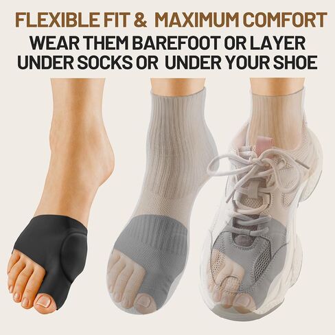 Bunion Corrector Relief Sleeve,Toe Socks for Hallux Valgus,Anti Slip Gel Cushion Pads,Big Toe Alignment Relief,Bunion pain for Men & Women. (MIDDLE:MEN 5-7/WOMEN 7.5-9, BLACK) in Kuwait