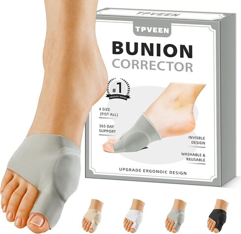 Bunion Corrector Relief Sleeve,Toe Socks for Hallux Valgus,Anti Slip Gel Cushion Pads,Big Toe Alignment Relief,Bunion pain for Men & Women. (MIDDLE:MEN 5-7/WOMEN 7.5-9, BLACK) in Kuwait