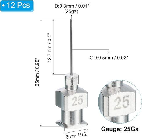 PATIKIL 16Ga x 0.5 Inch Stainless Steel Dispensing Needle Tips, 12Pcs Metal Glue Needle Tube Blunt Tips Luer Lock for Thick Glue Ink Lab, Silver in Saudi Arabia