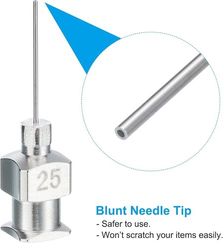 PATIKIL 16Ga x 0.5 Inch Stainless Steel Dispensing Needle Tips, 12Pcs Metal Glue Needle Tube Blunt Tips Luer Lock for Thick Glue Ink Lab, Silver in Saudi Arabia