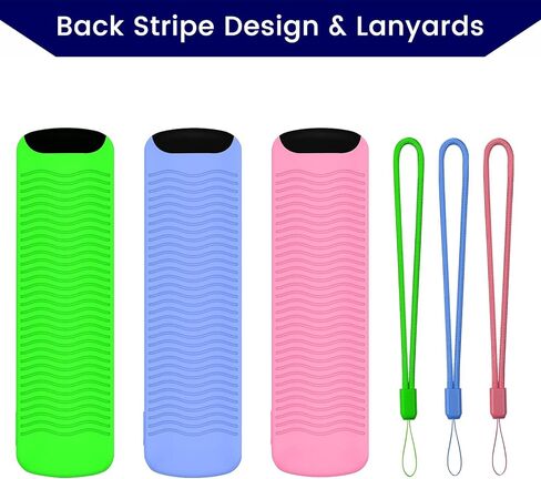 3 Packs Glow Remote Cover Compatible with Lenovo FireTV Stick, HD, 3rd Gen., 4K Remote Controls, Anti-Slip Silicone Case with Lanyard, Glow in The Dark, Glow Green & Glow Blue & Glow Pink in Kuwait