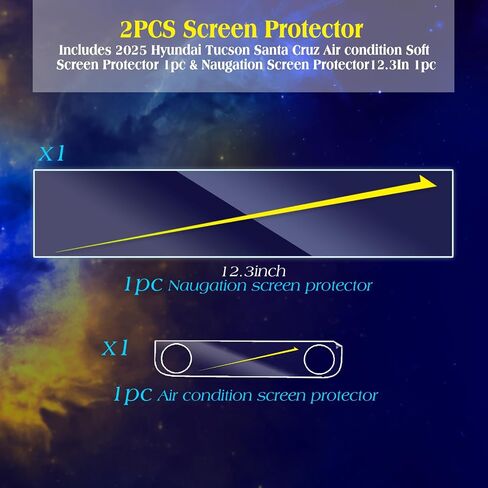 2PCS 2025 Hyun dai Tucson Tempered Glass Screen Protector Compatible with 2025 Hy undai Tucson Santa Cruz Screen Protector 12.3 Inch Tucson Accessories 2025 -HD (1pcs Glass Nav. &1pcs Nano AC Climate) in Kuwait