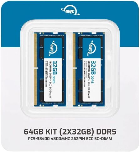 OWC 64GB (2x32GB) DDR5 4800 PC5-38400 CL40 2Rx8 262-pin 1.1V ECC Unbuffered SODIMM Memory RAM Module Upgrade Kit for Select Servers, NAS, Laptops or All-in-One Systems in Kuwait