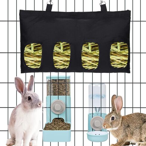 Bunny Automatic Food Feeder& Water Dispenser & Rabbit Hay Feeder Bag, Gravity Auto Feeder Water Set for Small Dog Cat Small Animals Rabbit Chinchilla Guinea Pig Hedgehog Ferret (Blue) in Kuwait