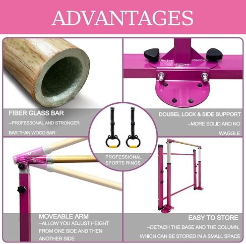 GBVUGY Gymnastics Kip Bar with Mat for Home Indoor Training,Horizontal Bar for Kids Girls Junior,Adjustable Arms from 3' - 5' Gym Equipment,1-4 Levels,300lbs Weight Capacity in Saudi Arabia