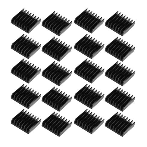 Hyuduo 20pcs Black mini Aluminum heatsinks, 20 x 20 x 6mm, for PC Chips, IC Power Supplies, with Wide Application in LED Lighting Equipment (No Backing Glue) in Saudi Arabia