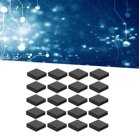 Hyuduo 20pcs Black mini Aluminum heatsinks, 20 x 20 x 6mm, for PC Chips, IC Power Supplies, with Wide Application in LED Lighting Equipment (No Backing Glue) in Saudi Arabia