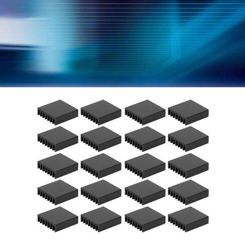 Hyuduo 20pcs Black mini Aluminum heatsinks, 20 x 20 x 6mm, for PC Chips, IC Power Supplies, with Wide Application in LED Lighting Equipment (No Backing Glue) in Saudi Arabia