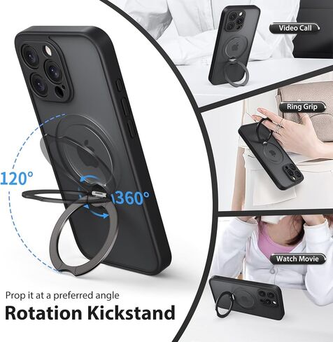 360 ° تدور مغناطيسي حامل لـ iPhone 16 Pro Max ، [متوافق مع Magsafe] [حماية الكاميرا الكاملة] [حماية قطرة عسكرية 16 قدمًا] ، علبة الهاتف غير اللامعة Silm ، براون in Kuwait