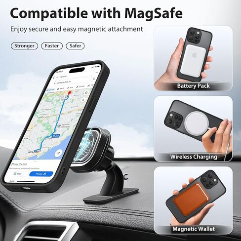 360 ° تدور مغناطيسي حامل لـ iPhone 16 Pro Max ، [متوافق مع Magsafe] [حماية الكاميرا الكاملة] [حماية قطرة عسكرية 16 قدمًا] ، علبة الهاتف غير اللامعة Silm ، براون in Kuwait