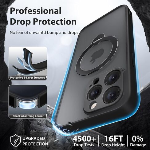 360 ° تدور مغناطيسي حامل لـ iPhone 16 Pro Max ، [متوافق مع Magsafe] [حماية الكاميرا الكاملة] [حماية قطرة عسكرية 16 قدمًا] ، علبة الهاتف غير اللامعة Silm ، براون in Kuwait