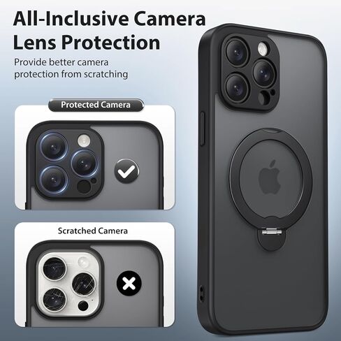 360 ° تدور مغناطيسي حامل لـ iPhone 16 Pro Max ، [متوافق مع Magsafe] [حماية الكاميرا الكاملة] [حماية قطرة عسكرية 16 قدمًا] ، علبة الهاتف غير اللامعة Silm ، براون in Kuwait