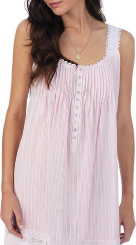 Eileen West Cotton Dobby Stripe Woven Sleeveless Short Nightgown White XS in Saudi Arabia