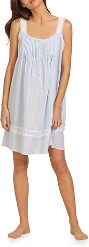 Eileen West Cotton Dobby Stripe Woven Sleeveless Short Nightgown White XS in Saudi Arabia