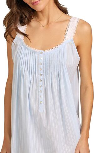 Eileen West Cotton Dobby Stripe Woven Sleeveless Short Nightgown White XS in Saudi Arabia