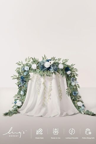 Ling's moment 9FT Eucalyptus and Willow Leaf Garland with White Flower, Handcrafted Wedding Sweetheart Table Centerpieces Head Table Decor Arch Backdrop Decorations for Wedding | Terracotta in Saudi Arabia