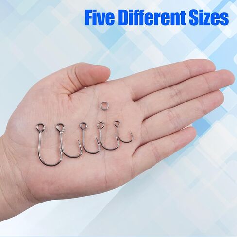 Fishing Inline Single Hooks kit Replacement Fishing Hooks for Lures Plugs Baits Inline Circle Hooks Baits Inline Circle Hooks with Barbed Large Eye Saltwater Freshwater in Saudi Arabia