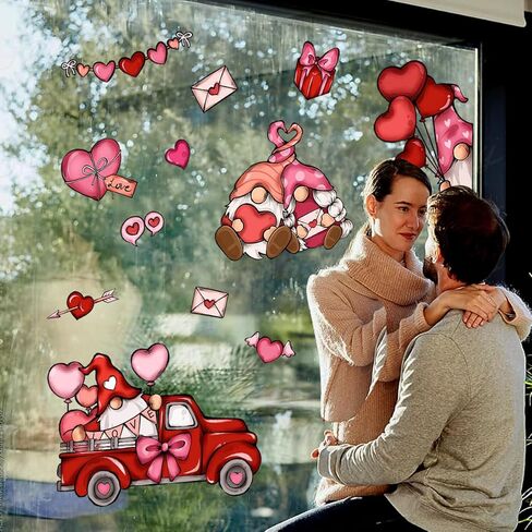 مجموعة ملصقات النوافذ لديكور عيد الحب من Ivenf، 8 أوراق لعيد الحب، القديس باتريك، زينة عيد الفصح، ملصقات بيض ملونة كبيرة على شكل شجرة شامروك للنوافذ الزجاجية، ديكور مكتب المدرسة المنزلية للأطفال in Kuwait