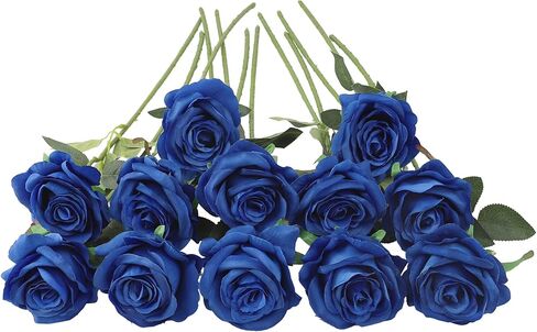 Decpro 12 قطعة من الورود الاصطناعية ذات جذع طويل وزهرة الحرير المزيفة لتزيين المنزل وحفلات الزفاف (وردي فاتح) in Kuwait