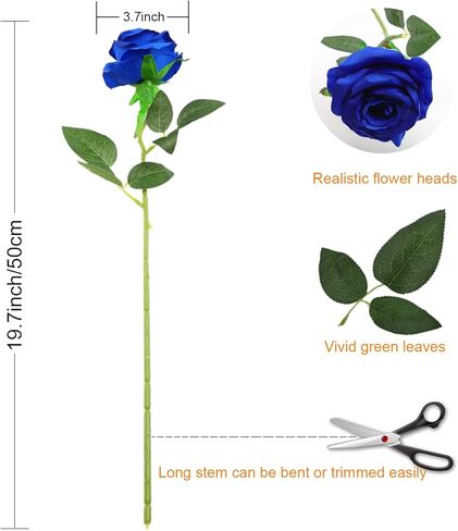 Decpro 12 قطعة من الورود الاصطناعية ذات جذع طويل وزهرة الحرير المزيفة لتزيين المنزل وحفلات الزفاف (وردي فاتح) in Kuwait