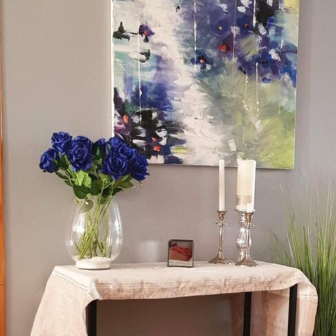 Decpro 12 قطعة من الورود الاصطناعية ذات جذع طويل وزهرة الحرير المزيفة لتزيين المنزل وحفلات الزفاف (وردي فاتح) in Kuwait