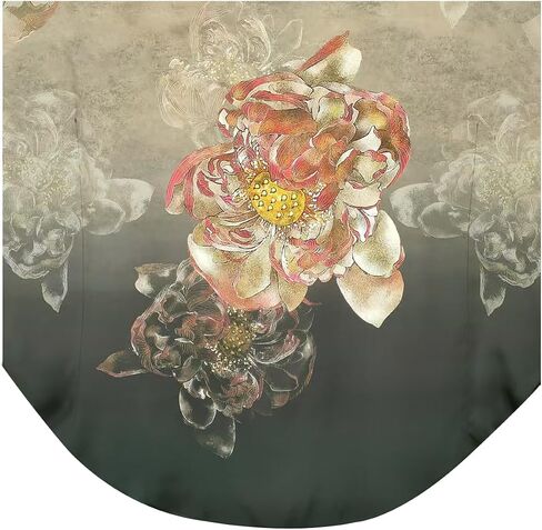 Women's 100% Silk Pajamas, Silk Women's Bathrobes, Silk Kimono Robes, Doll Sleeves Bathrobes - Floral Pattern (Lotus light blue) in Kuwait