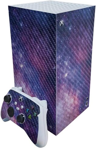 Carbon Fiber Gaming Skin Compatible with Microsoft Xbox Series X Digital Edition Bundle - Violet Stars - Premium 3M Vinyl Protective Wrap Decal Cover | Crafted in The USA by MightySkins in Saudi Arabia