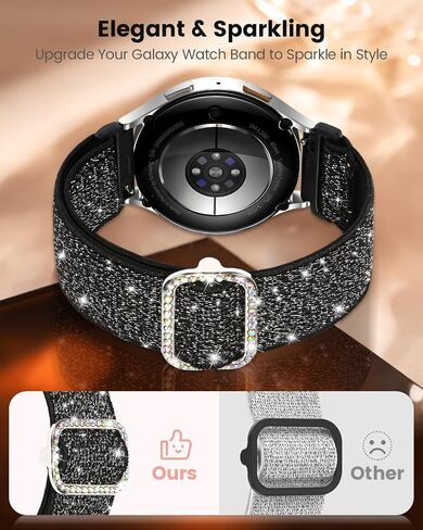 3 Pack Stretchy Bands Compatible with Samsung Galaxy Watch 7 6 5 4 Fe Band 40mm 44mm/Watch 6 4 Classic 47mm 46mm 43mm 42mm/Active 2,20mm Elastic Nylon Glitter Strap for Galaxy Watch 7 Band Women in Saudi Arabia