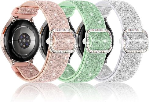 3 Pack Stretchy Bands Compatible with Samsung Galaxy Watch 7 6 5 4 Fe Band 40mm 44mm/Watch 6 4 Classic 47mm 46mm 43mm 42mm/Active 2,20mm Elastic Nylon Glitter Strap for Galaxy Watch 7 Band Women in Saudi Arabia