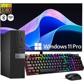 Dell OptiPlex 7040 Small Form Factor PC, 27" Full HD Monitor, Quad Core i5-6500, 16GB RAM 512GB SSD, WiFi, Windows11 Pro(Renewed)