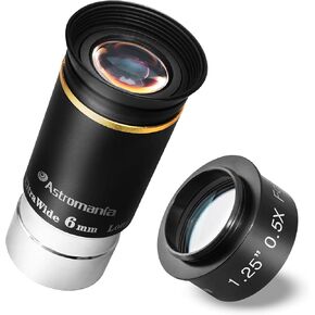 Astromania 1.25 "0.5x مصحح مخفض - حزمة مع - 66 درجة Ultra 6mm Eyepiece