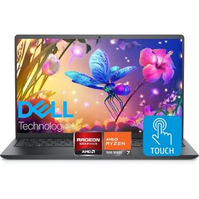 Dell Inspiron 15.6 "FHD Touchscreen Laptop ، 64GB RAM ، 2TB SSD ، SPEED 8-CORE AMD RYZEN 7 7730U (Outperforms Intel i7-1255U في Multitsking) ، Windows 11 Pro ، عمر بطارية طويل ، WOWPC Recovery USB