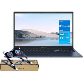 ASUS Vivobook 17.3'' FHD Laptop, Intel Core i3-1215U, 20GB RAM, 1TB SSD, Webcam, Touchpad, HDMI, Wi-Fi, Windows 11 Home, Blue, Bundle with PCO Notebook Folding Radiator, Laptop Cooler